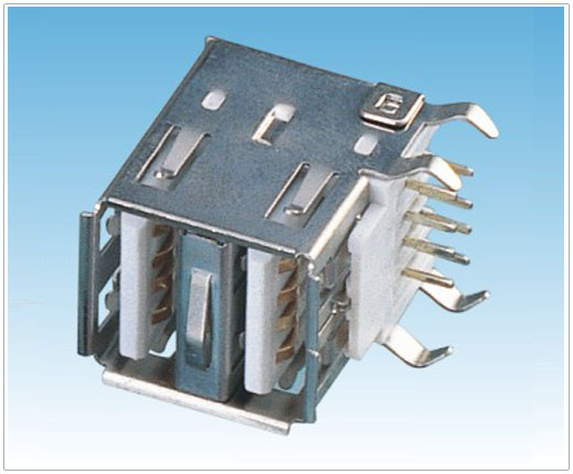 USB A Type Female Right Angle Dual Layer