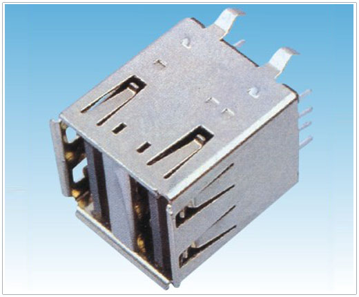 USB A Type 母座180度 双层